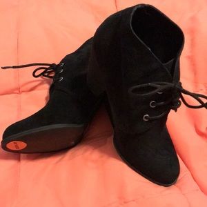 SALE! BCBG Paxton Black Suede Lace Up Ankle Boots
